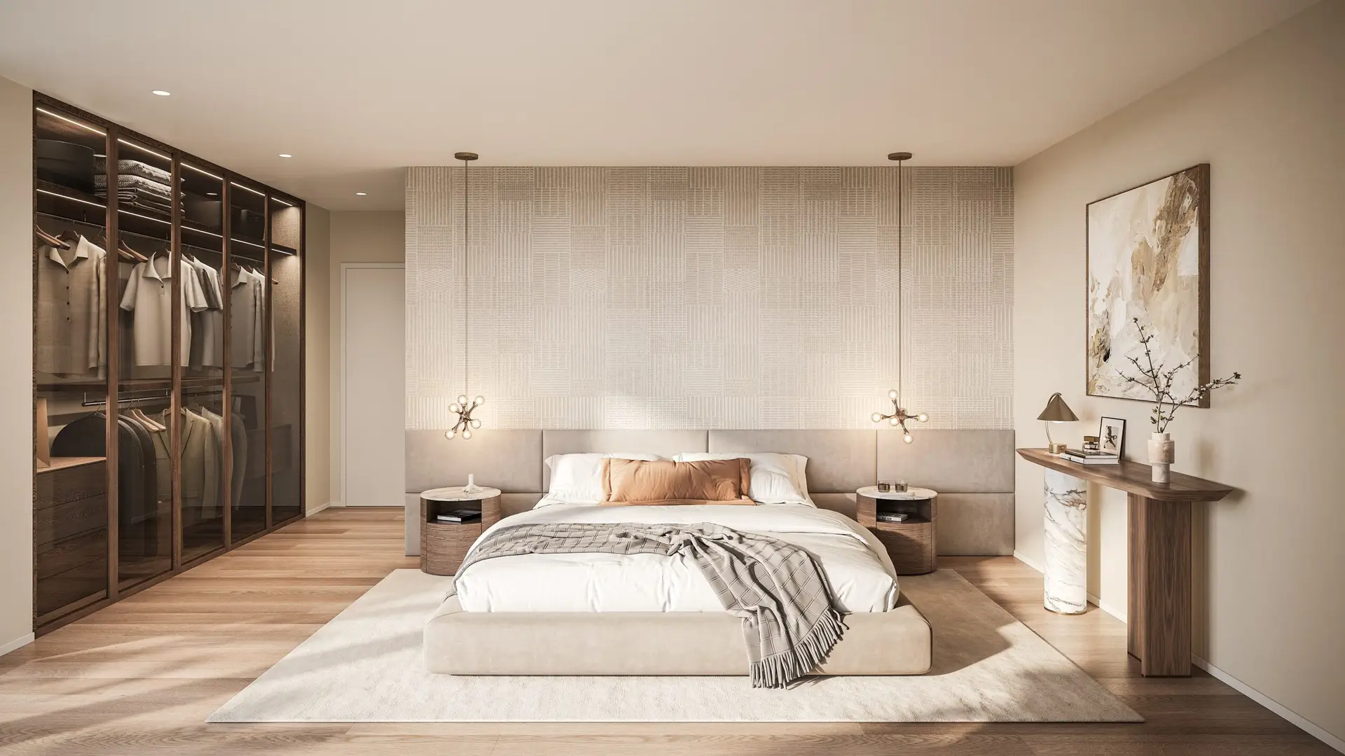 Spacious bedroom of the GRANDEZZA property in Thalwil, Zurich