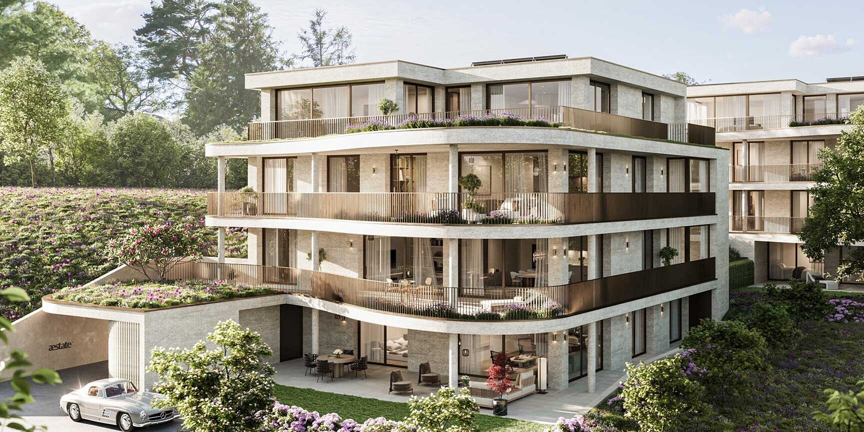 Frontalansicht der Liegenschaft GRANDEZZA in Thalwil, Zürich, bei Tag