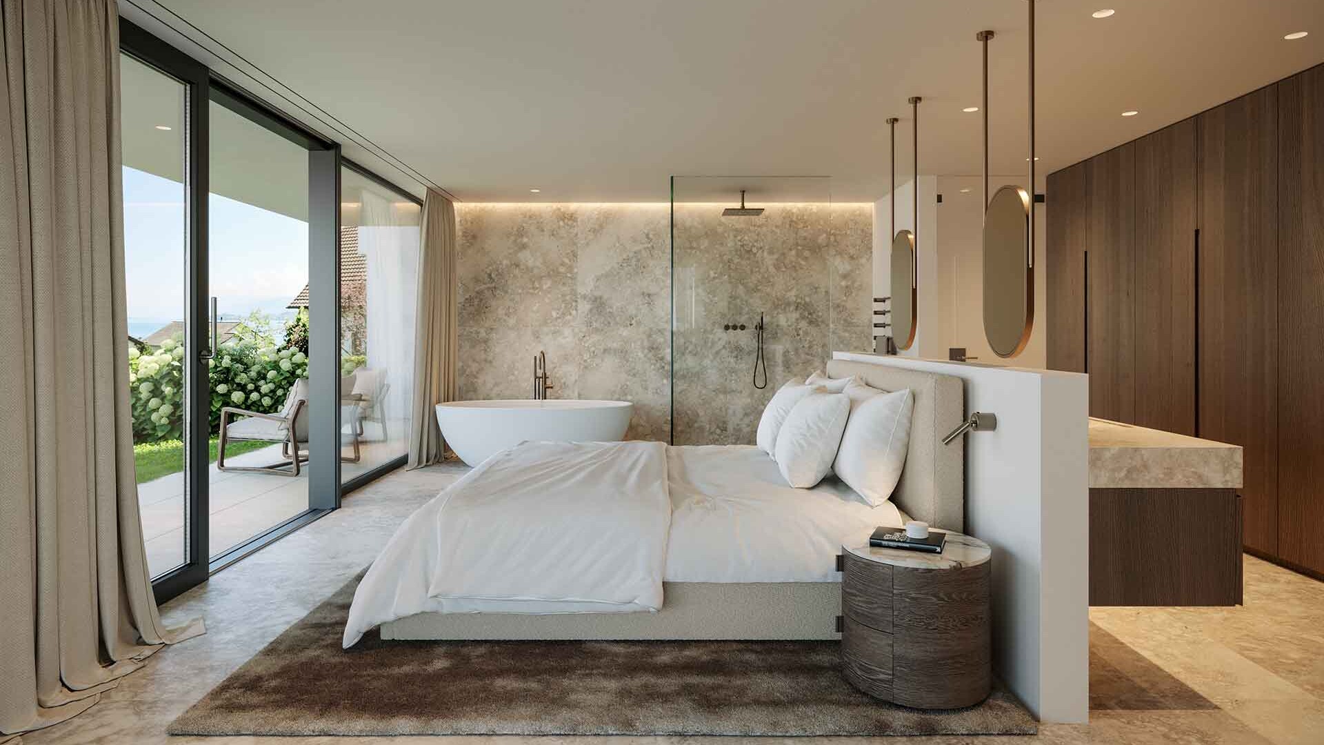 Schlafzimmer der Liegenschaft ICONIC in Oberrieden, Zürich