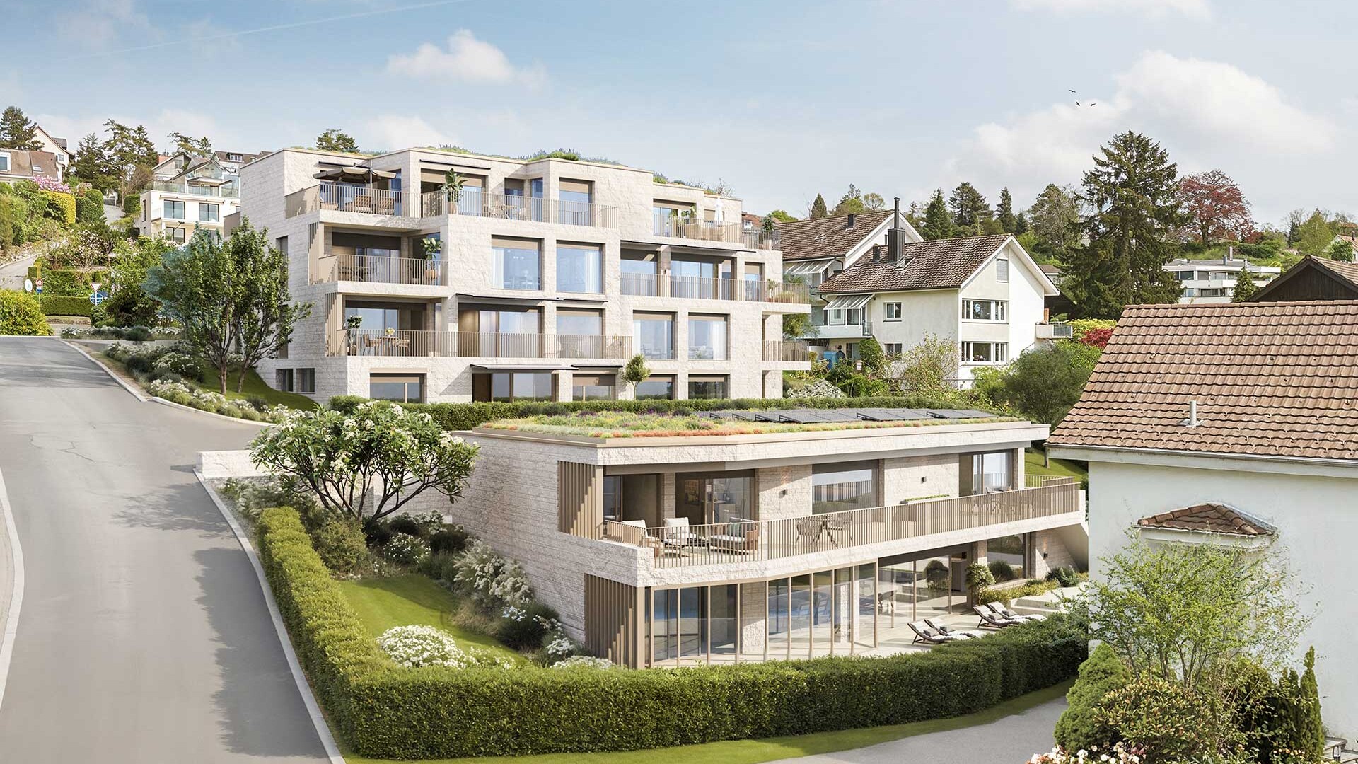 Exterior view of the ENSO property in Herrliberg, Zurich