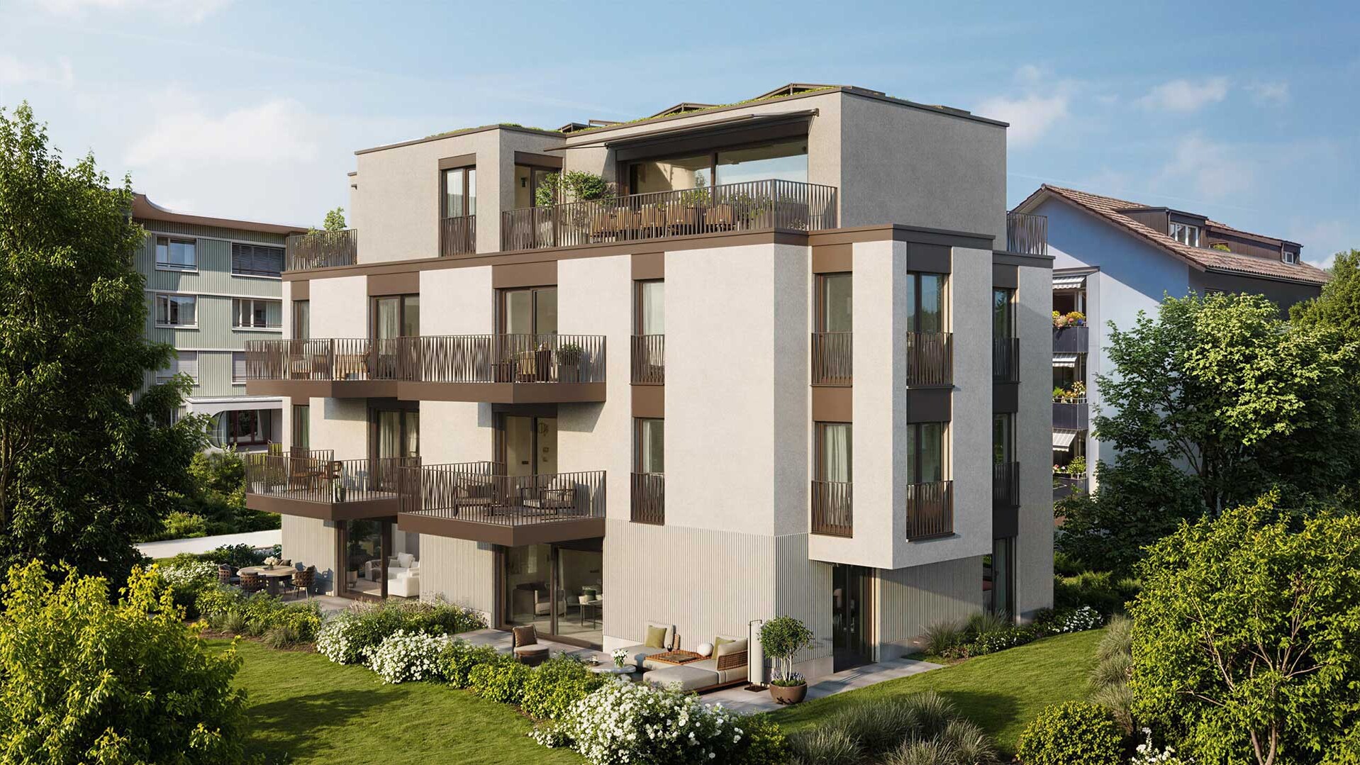 Fotorealistisches Architektur-Rendering der Liegenschaft VERENA in Zürich-Wollishofen